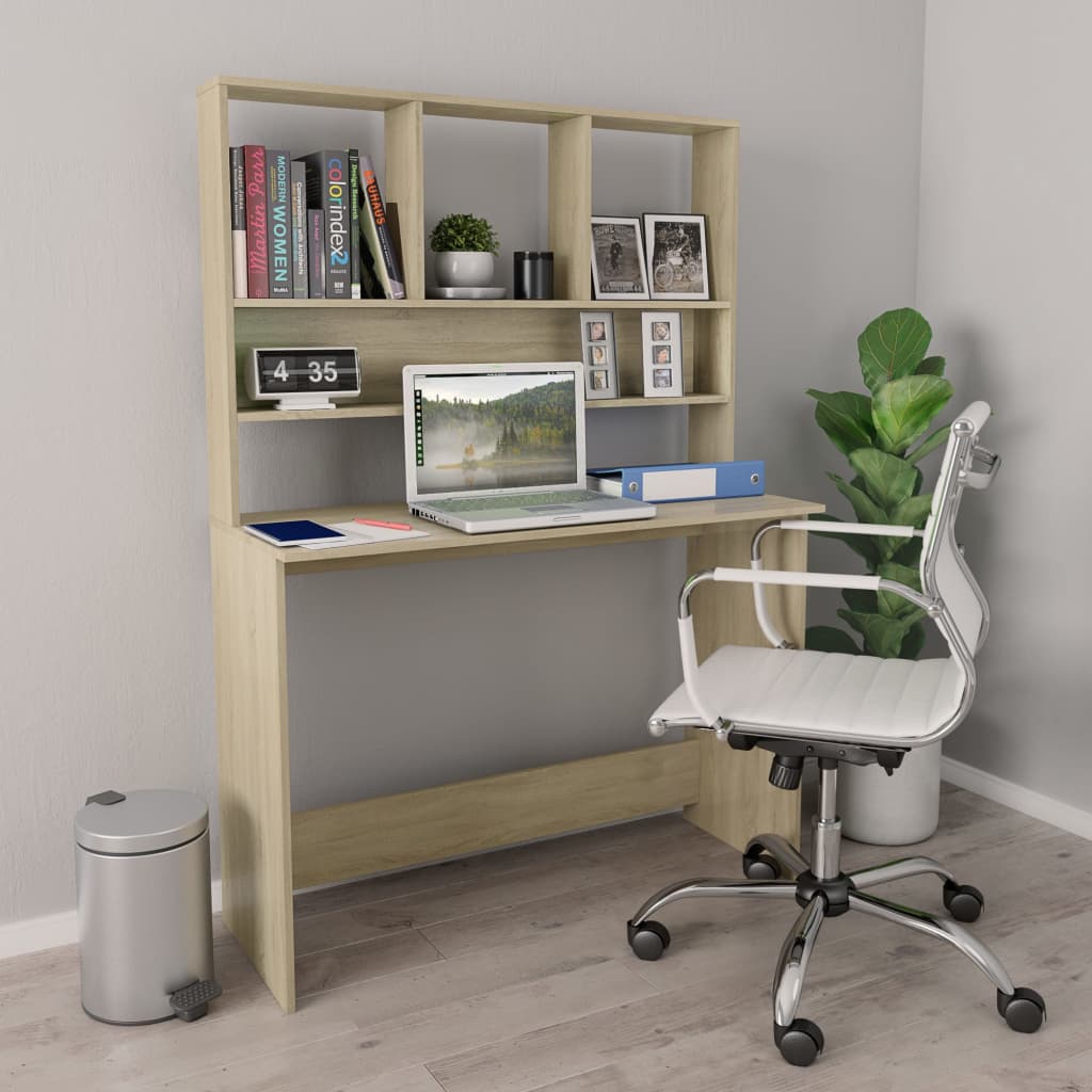 Desk with Shelves Sonoma Oak 110x45x157 cm Engineered Wood