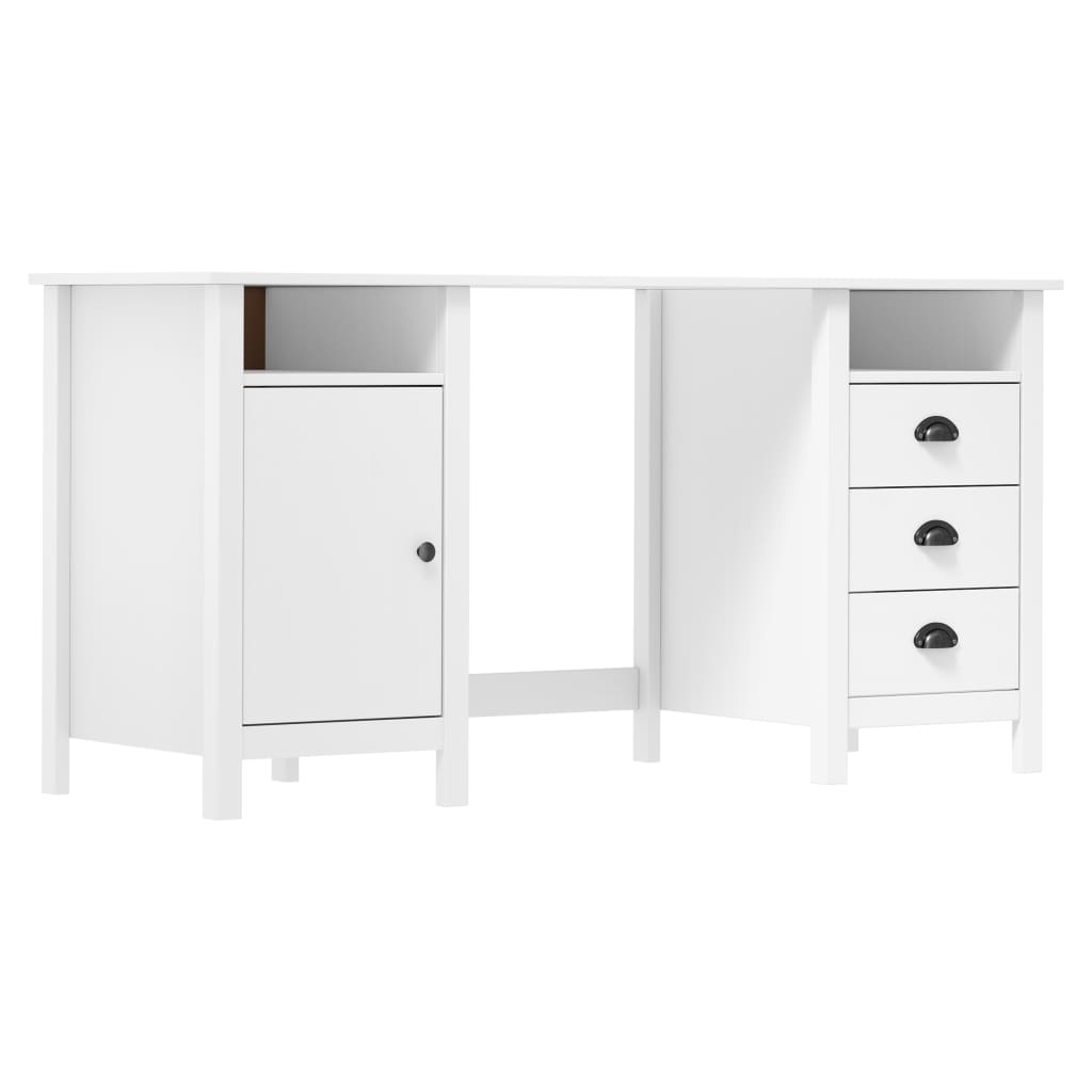 Desk "Hill" White 150x50x74 cm Solid Pine Wood