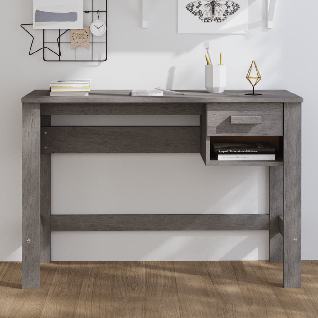 Desk "HAMAR" Light Grey 110x40x75 cm Solid Wood Pine