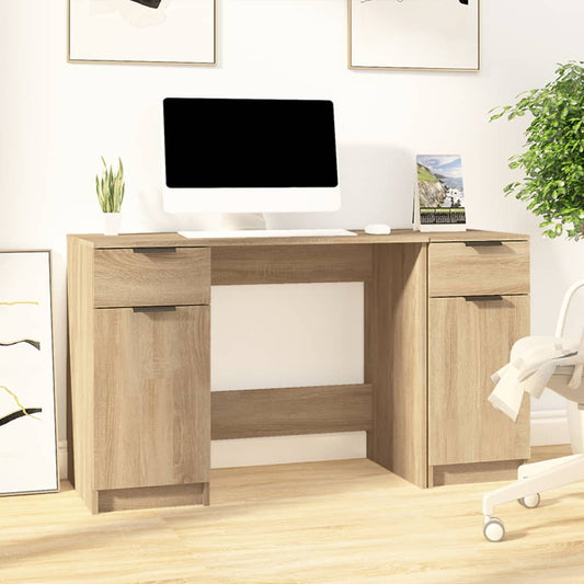 Desk with Side Cabinet Sonoma Oak Engineered Wood