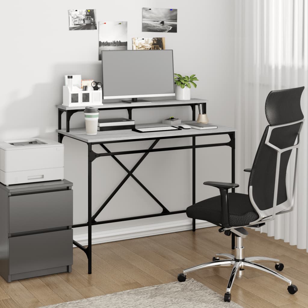 Desk Grey Sonoma 100x50x90 cm Engineered Wood and Iron