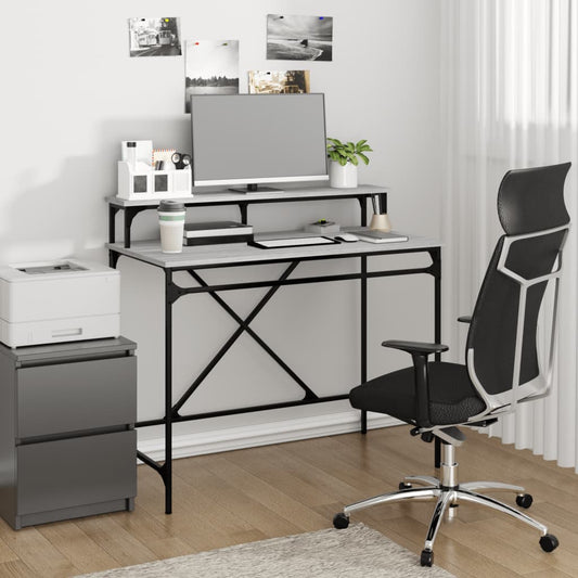 Desk Grey Sonoma 100x50x90 cm Engineered Wood and Iron