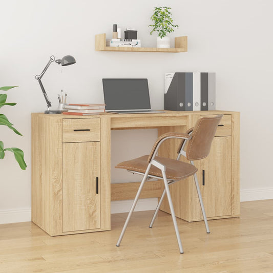 Desk with Cabinet Sonoma Oak Engineered Wood